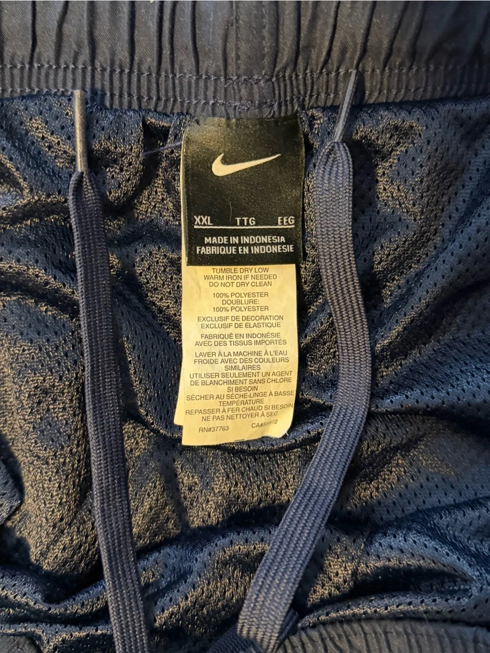 Nike Men's Navy/White Solid Swim Shorts 2XL Lined Elastic Waist Drawstring O20